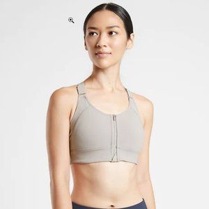 Athleta Empower Bra Front zip Gray NWT- Size L